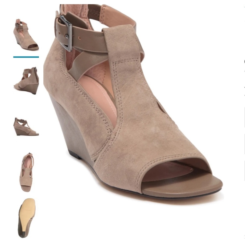 Donald Pliner Sila Suede Wedge Sandals darktaupe